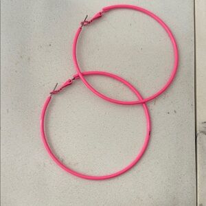 Vibrant Pink Hoop Earrings